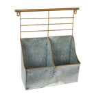 CTG Brands – Bac de rangement à 2 compartiments, collection Modern Farmhouse, avec support, 12 po x 15,5, argent industriel-Dimensions : 12 po x 15,5 po