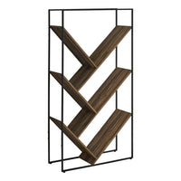 Monarch Specialties - 2202 60 po H Etagere - Faux Bois Brun /Metal Noir-Les tablettes ouvertes sont finies sur tous les côtés dans une finition d'aspect bois récupéré brun avec une texture de grain de bois