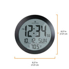 Marathon Watch - Horloge murale numérique ronde de 10 pouces avec date et température intérieure - Noir-Multiples Langues : Jour de la semaine affiché dans l'une des 3 langues (anglais, français et espagnol)