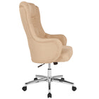 Flash Furniture – Fauteuil rembourré Chambord à dossier élevé pour la maison et le bureau, beige-Conception de dossier haut avec appui-tête