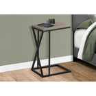 Monarch Specialties - 3249 Table D'Appoint - 25 po H/Taupe Fonce/Metal Noir-Comprend une surface de table rectangulaire en aspect bois taupe foncé et un cadre en métal noir avec des détails triangulaires asymétriques