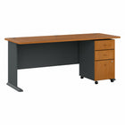 Bush Business Furniture - Bureau 72 po avec classeur mobile Cubix de, cerisier naturel/ardoise-L’ensemble comprend : un bureau 72L x 27P et un classeur mobile à 3 tiroirs