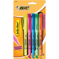 BIC - Surligneurs brite liner, pointe biseautée, couleurs variées, paquet de 30-Modèle pratique en forme de stylo
