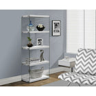 Monarch Specialties - 3289 60 po H Etagere - Blanc Lustre Avec Verre Trempe-Les côtés en verre trempé chics et transparents font ressortir vos objets décoratifs préférés