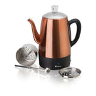 Euro Cuisine – Percolateur à café électrique PER08 8 tasses avec fonction de réchaud, fini cuivre-Voyant lumineux qui indique quand le café est prêt