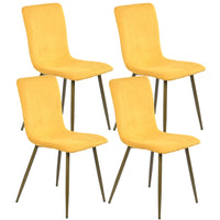 FurnitureR - Chaise de salle manger jaune, ensemble de 4, SCARGILL GREY-Tissu jaune