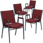 Flash Furniture – Chaise empilable robuste à revêtement bourgogne à motifs et rembourrage de 3 po Hercules, avec accoudoirs, p/4-Ensemble de 4 chaises empilables polyvalentes
