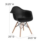Flash Furniture - Chaise en plastique noir de la série Alonza avec pieds de bois-Pour l'usage commercial