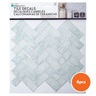 CTG Brands Herringbone Wall Tile, 10" x 10", White Marble, 6 Pack-Polyvalent: utilisez les collants muraux pour dosseret à peler et coller pour les murs d'évier de cuisine, le dosseret de salle de bain, les murs de chambre à coucher, la buanderie, l'escalier ou sur toute autre surface plane non poreuse