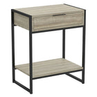 Safdie & Co. 20L Table D'Appoint - Métal Noir - Taupe Foncé 1 Tirroir 1 Étagère-Taille compacte à utiliser comme table de chevet ou table d'appoint.