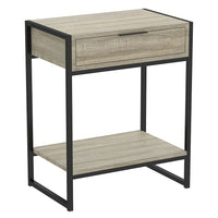 Safdie & Co. 20L Table D'Appoint - Métal Noir - Taupe Foncé 1 Tirroir 1 Étagère-Taille compacte à utiliser comme table de chevet ou table d'appoint.