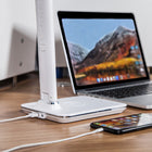 ShoppingAll - Lampe de Bureau LED Multi-Fonctionnelle avec Chargeur Sans Fil Qi - Blanc-Chargement compatible avec iPhone 13 (Mini, Pro, Pro Max), 12 (Mini, Pro, Pro Max), 11 (Pro, Pro Max), XS Max, tous les autres téléphones et appareils compatibles Qi