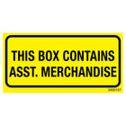 SPC - Étiquette Adhésive "This Box Contains Asst Merchandise" - 1-1/2 po x 3 - Noir sur Rouge Fluorescentes - Paquet de 500-Étiquette adhésive "This Box Contains Asst Merchandise"
