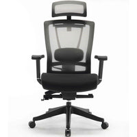 MotionGrey - Cloud Mesh Series - Chaise de bureau ergonomique pour bureau d'ordinateur executif - Noir-Dos en maille pour la respirabilite, siege en tissu à tissage serre, coussin en mousse moulee à froid pour le soutien.