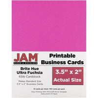 JAM Paper Cartes professionnelles imprimables, 3 1/2 x 2 po, rose fuchsia, paq./500-Taille : 3,5 x 2 po