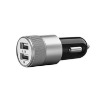 Powerology - Chargeur de voiture de 5 V et 2,1 A, avec 2 ports USB universels - Argent-USB 1 : sortie de 1 A