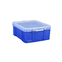Really Useful Boxes – Boîte de rangement de 17 l, bleu transparent-Idéal pour un rangement de bureau ou ménager sécuritaire