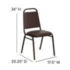 Flash Furniture – Chaise banquet empilable HERCULES à dossier trapèze, siège 1,5 po, cuivré, vinyle brun (FDBHF2BN)-Coussin de siège épais de 1,5 pouces