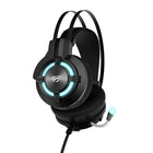 Havit - Casque d'écoute de jeu H2212U USB 7.1 son surround, fini caoutchouté avec microphone et voyant DEL, noir-Fil de 2,5 m