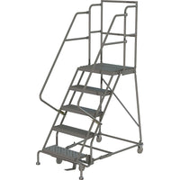 Tri-Arc Manufacturing – Escabeau roulant avec marche supérieure profonde; 50 po haut.; 5 marches; 16 po larg. (KDSR105162-D2)-Nombre de marches : 5