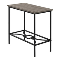 Monarch Specialties - 2075 Table D'Appoint - 22 po H/Taupe Fonce/Metal Noir-Table d'appoint rectangulaire à 2 niveaux avec un dessus de table au fini faux bois taupe foncé et une tablette de rangement ouverte en métal au fini noir avec un motif décoratif