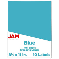 Jam Paper Étiquettes autocollantes pleine page Astrobright, 8 1/2 x 11 po, bleu lune, 10/paquet-Taille : 8,5 x 11 po