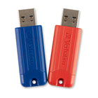 Verbatim - Clé USB 3.2 Gen 1 PinStripe 32 Go - Rouge et Bleu - Paquet de 2-Capacité de 32 Go