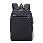 GO ON - Sac à dos Slim Oxford, noir-Bandoulières ajustables, section rembourrée pour portatif et fermeture à glissière verrouillable
