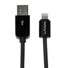 StarTech ® Câble AppleMD à connecteur Lightning mince à 8 broches vers USB pour iPhone/iPod/iPad, 1 m (3 pi), noir-S’agence avec votre appareil mobile Apple noir