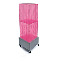 Azar Displays – Présentoir de sol à panneaux perforés emboîtables sur 4 côtés et à roulettes, 40 x 14 x 14 po, rose (701415-PNK)-Surmontoir pour affiche inclus