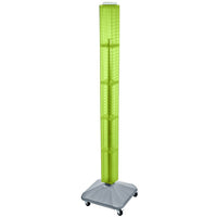 Azar Displays – Présentoir standard à panneaux perforés emboîtables, type tour, 60 x 4 x 4 (po), vert (700226-GRE)-Pivote sur une base carrée à roulettes