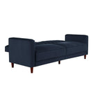Futon Pin Tufted Transitional - Velours Bleu-Accoudoirs rembourrés offrant un confort accru