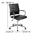 Flash Furniture Chaise De Bureau Pivotante Exécutive Nervurée Leathersoft-Noir (BT20595M1BK)-LeatherSoft est en cuir et polyuréthane pour plus de douceur et de durabilité