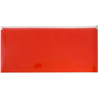 Jam Enveloppes de plastique format livret avec fermeture à glissière, 5 x 10 po, rouge-Rouge