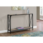 Monarch Specialties - 2125 Table D'Appoint - 48 po L /Taupe Foncé/Console D'entrée Noir-Le cadre en métal élancé dans une finition noire contrastante est robuste et stable avec un design en forme de X sur les côtés pour une touche décorative