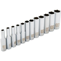 Dynamic Tools – Ensemble de 12 douilles métriques à 6 pans, prise de 1/4 po, profondes, 4 à 14 mm-Comprend : 4, 5, 5,5, 6, 7, 8, 9, 10, 11, 12, 13, 14 (mm)