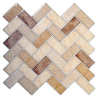 CTG Brands Herringbone Wall Tile, 10" x 10", Brown Stone, 6 Pack-Ensemble : livré dans une boîte de 6 feuillets de carreaux muraux de qualité supérieure, adaptés aux surfaces lisses et propres