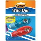 BIC - Ruban correcteur Wite-Out Micro - couleurs variées - Paquet de 2-Ruban correcteur de format compact