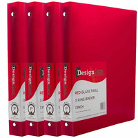 JAM PaperMD – Cartable à 3 anneaux Designders, 1 po, rouge, 4/paquet-Taille : 1 po