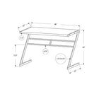 Monarch Specialties - 7372 Bureau 48 po L - Blanc/Metal Argent-Bureau compacte parfait pour, les studios, les résidences universitaires ou les petits espaces