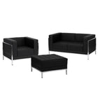 Flash Furniture – Ensemble HERCULES Imagination avec divan, causeuse et pouf, cuir noir (ZBIMAGSET11)-Mobilier modulaire pour salles d’attente