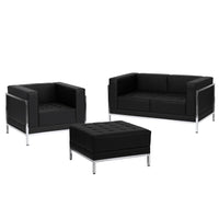 Flash Furniture – Ensemble HERCULES Imagination avec divan, causeuse et pouf, cuir noir (ZBIMAGSET11)-Mobilier modulaire pour salles d’attente