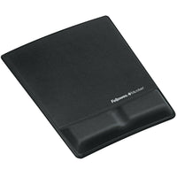 Fellowes - Tapis de souris de série professionnelle avec repose-poignets, tisssu noir-Repose-poignets Fellowes breveté Health-V Channel - soulage la pression sur les poignets afin d'aider à prévenir les problèmes de tunnel carpien  