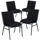 Flash Furniture – Chaise empilable robuste noire à motifs à revêtement Hercules rembourrée de 3 po, 4/pqt-Ensemble de 4 chaises empilables polyvalentes