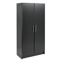 Prepac - Placard de rangement Elite de 32 po, noir (BES-3264)-Poignées stylisées en métal brossé