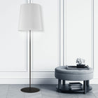 Dainolite - Lampe sur pied transitionnelle Dainolite, 1 lumière, noir avec abat-jour tambour blanc-Métal