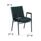 Flash Furniture – Chaise empilable robuste à revêtement et accoudoirs Hercules rembourrée de 3 po, vert à motifs-Coussins profilés