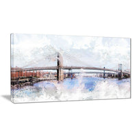 Designart – Art imprimé sur toile, paysage urbain d’un pont, 4 panneaux, (PT3318-32-16)-Impression