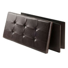 Winsome - Pouf Ashford 15 po x 29,9 po avec espace de rangement, similicuir, espresso (92627)-Similicuir, fini espresso