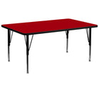 Flash Furniture – Table d’activités rectangulaire de 30 x 72 po, surface thermofusionnée, pattes préscolaires réglables, rouge-Stratifié, rouge